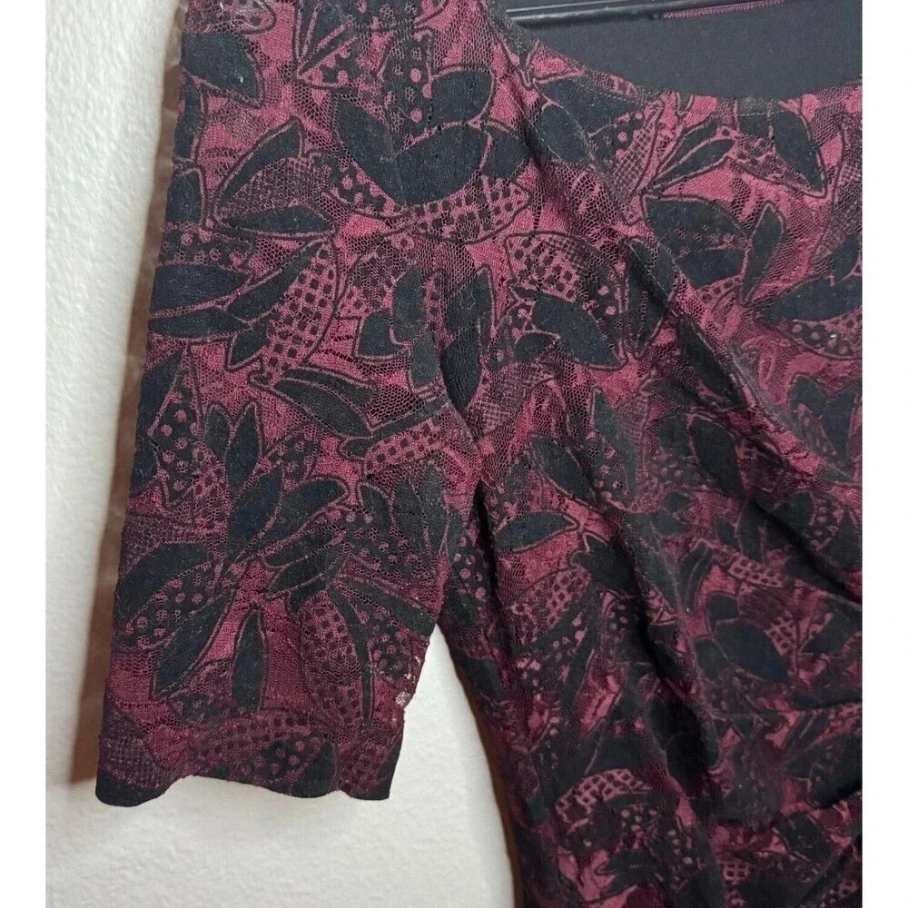 Anthropologie Maeve Velvet Burnout Dress Women's Size 4 Ruched Half Sleeve - Picture 5 of 8